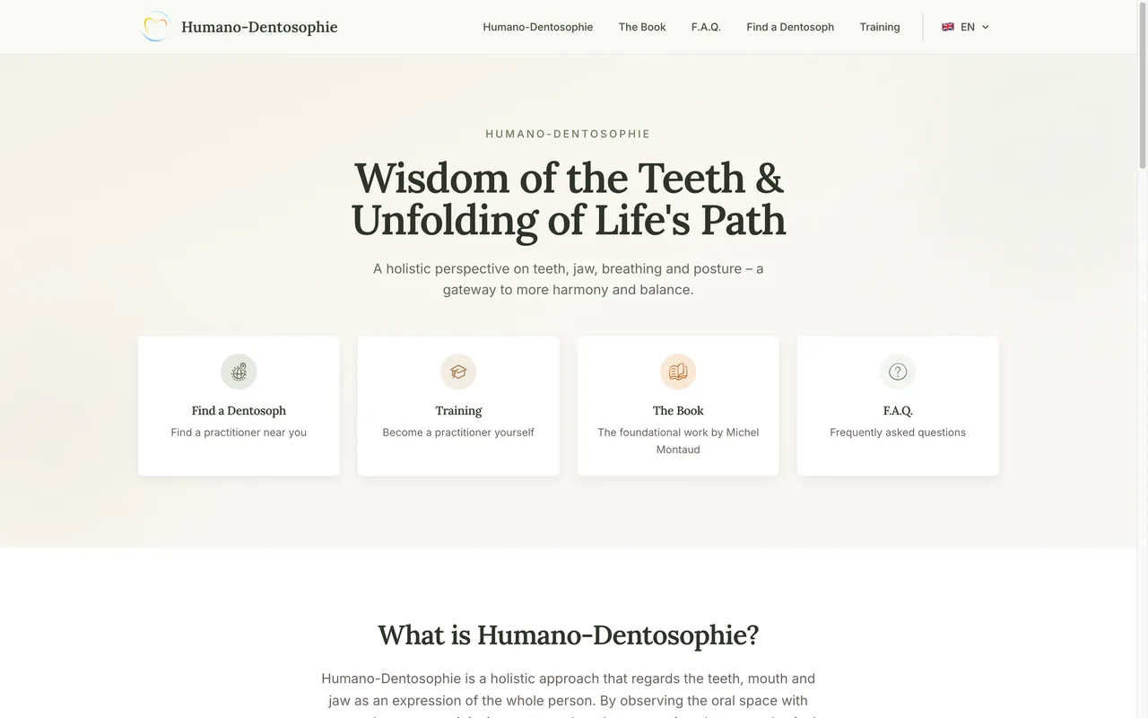 Homepage of the Humano-Dentosophie website